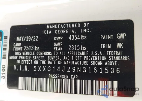2022 Kia K5 Lxs from USA, damaged, VIN 5XXG14J29NG161536